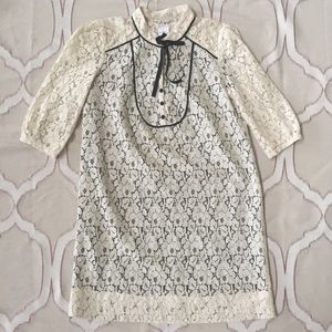 🧡 Cooperative Lace Dress Bow Tie Button Front